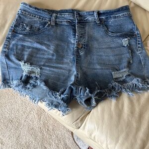 Amazon Blue Distressed Jean Shorts
